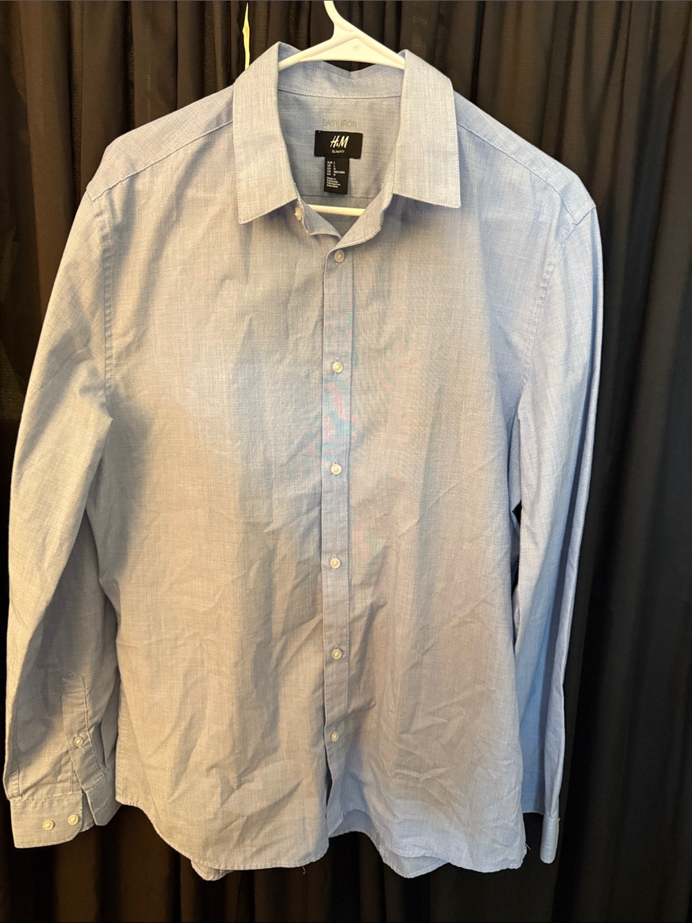 H&M Men's Pale Blue Long-Sleeve Dress Shirt